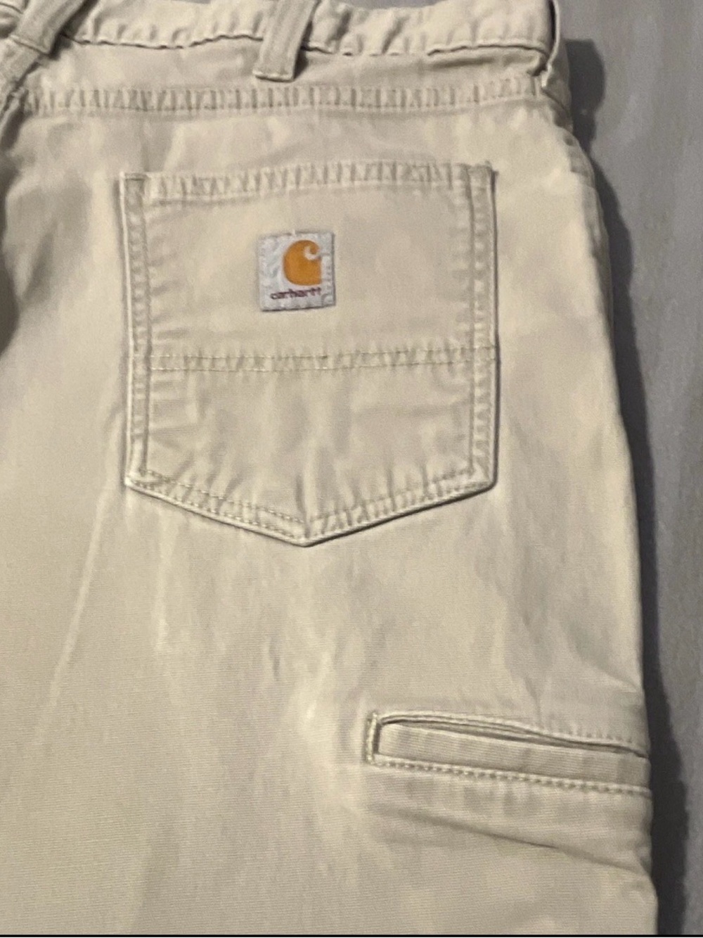 Carhartt Men's Cream Relaxed Work Jeans with Patch